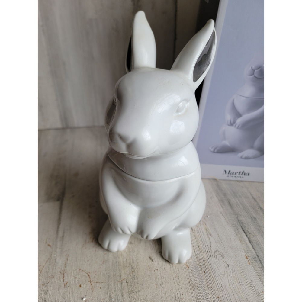 Martha Stewart bunny cookie jar white large Easter ceramic spring kitchen